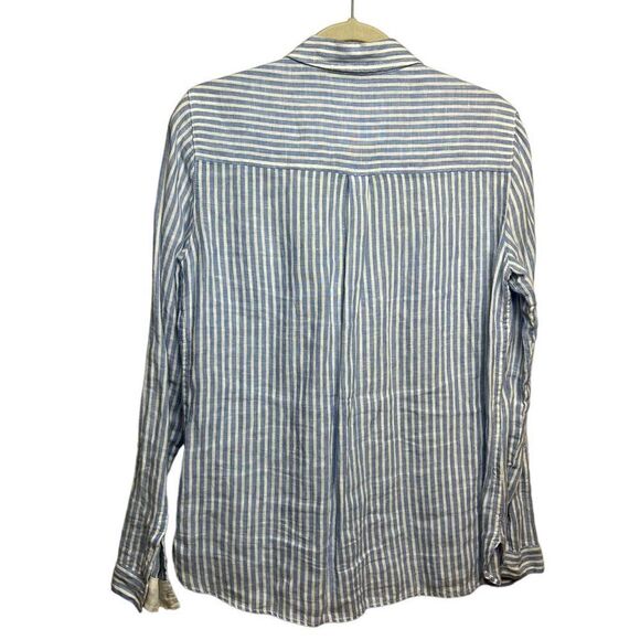 M&S Collection Marks and Spencer Pure Linen Striped Button Down Sz. M/L - Picture 6 of 8